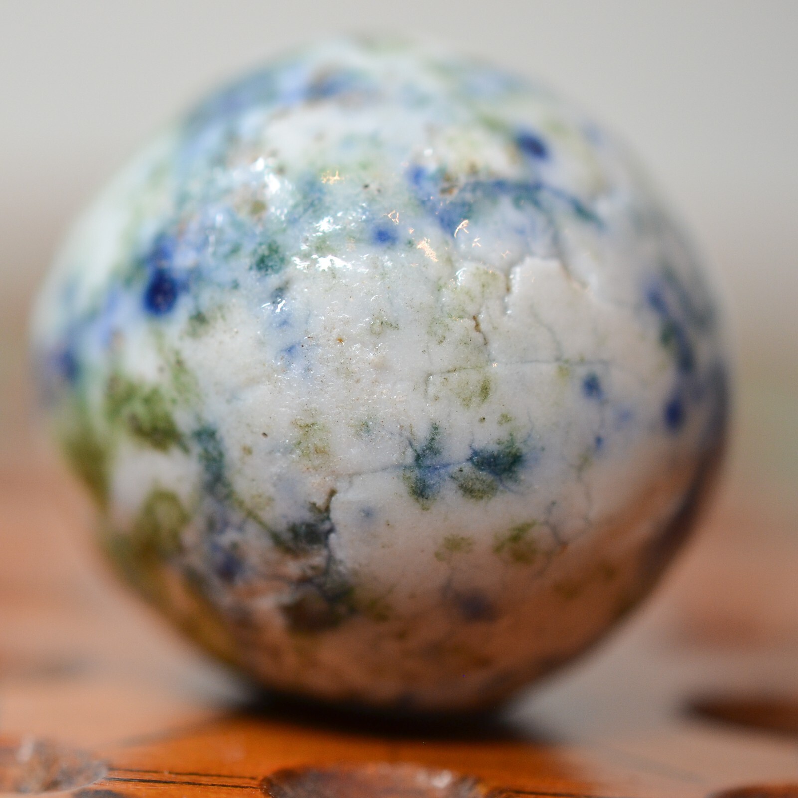 Large Crockery Marble, Handmade 1.12 inches, Mint, 1860-1920, Germany, S1492
