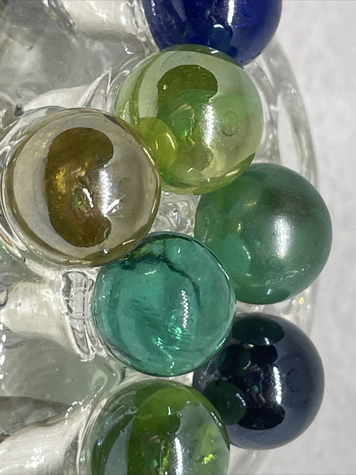 Marble Lot of 7 Vintage Glass Marbles Clear Glass Colors