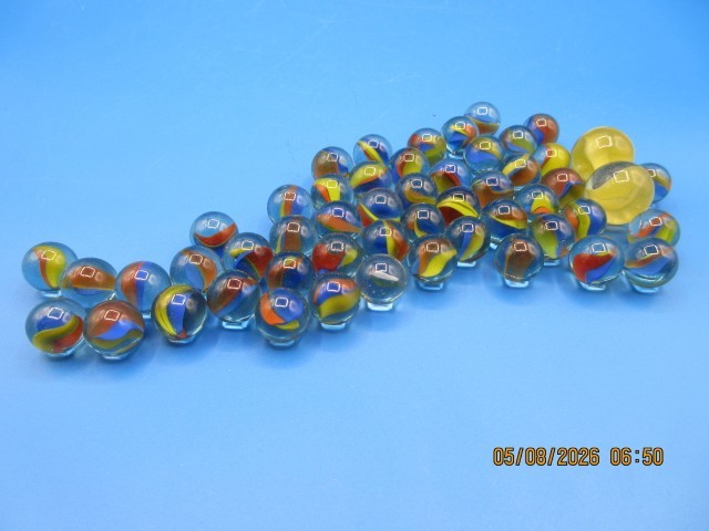 Cat Eye Marbles Glass Toy Pack of 50 Plus 2 Shooter Marbles