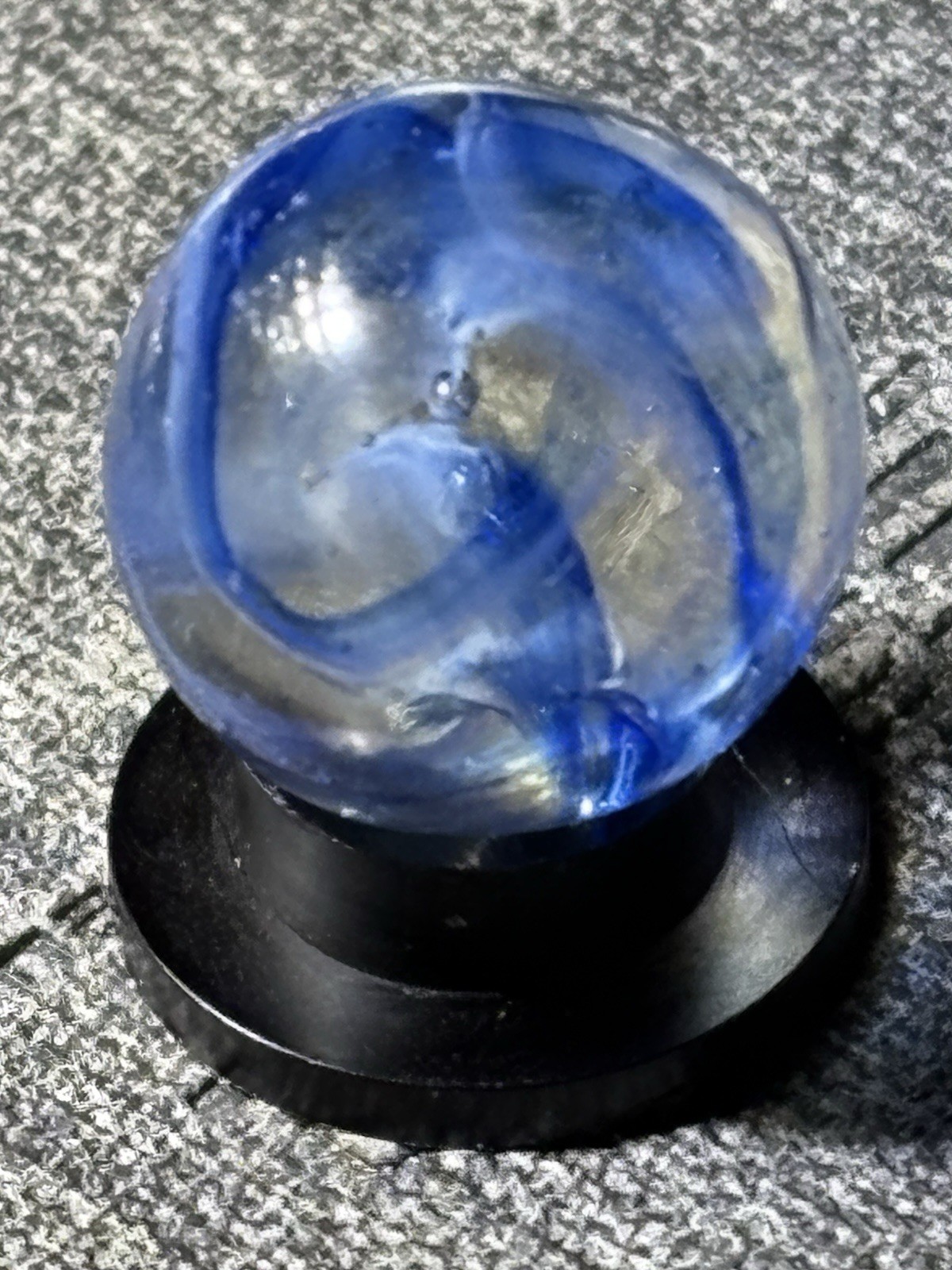 Veiligglas Wirepull Blue White Transparent Marble .59”