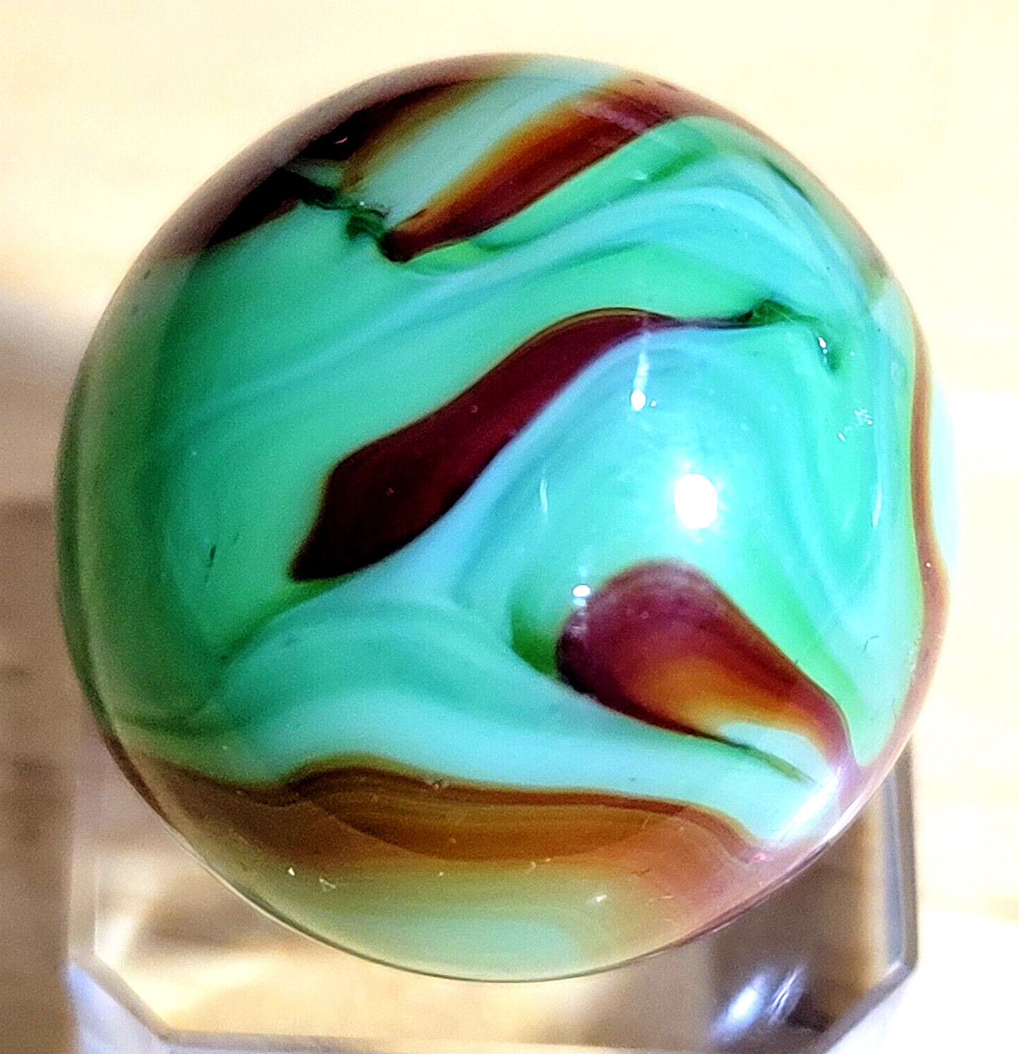 POLISHED MINT ALLEY AGATE WOODLAND CAMO 1932-1936 PENNSBORO BOULDER .962″ 3B/6