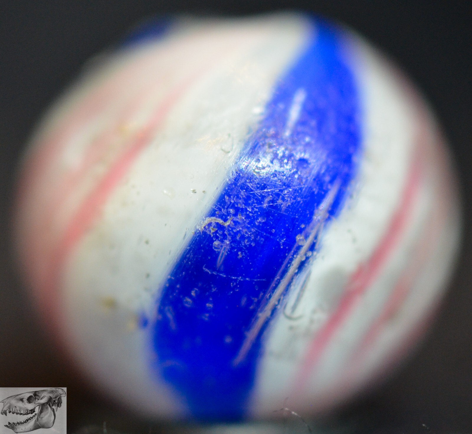 Handmade Peppermint Swirl Marble, 17/32 in, Good+, Germany 1860-1920, S1033