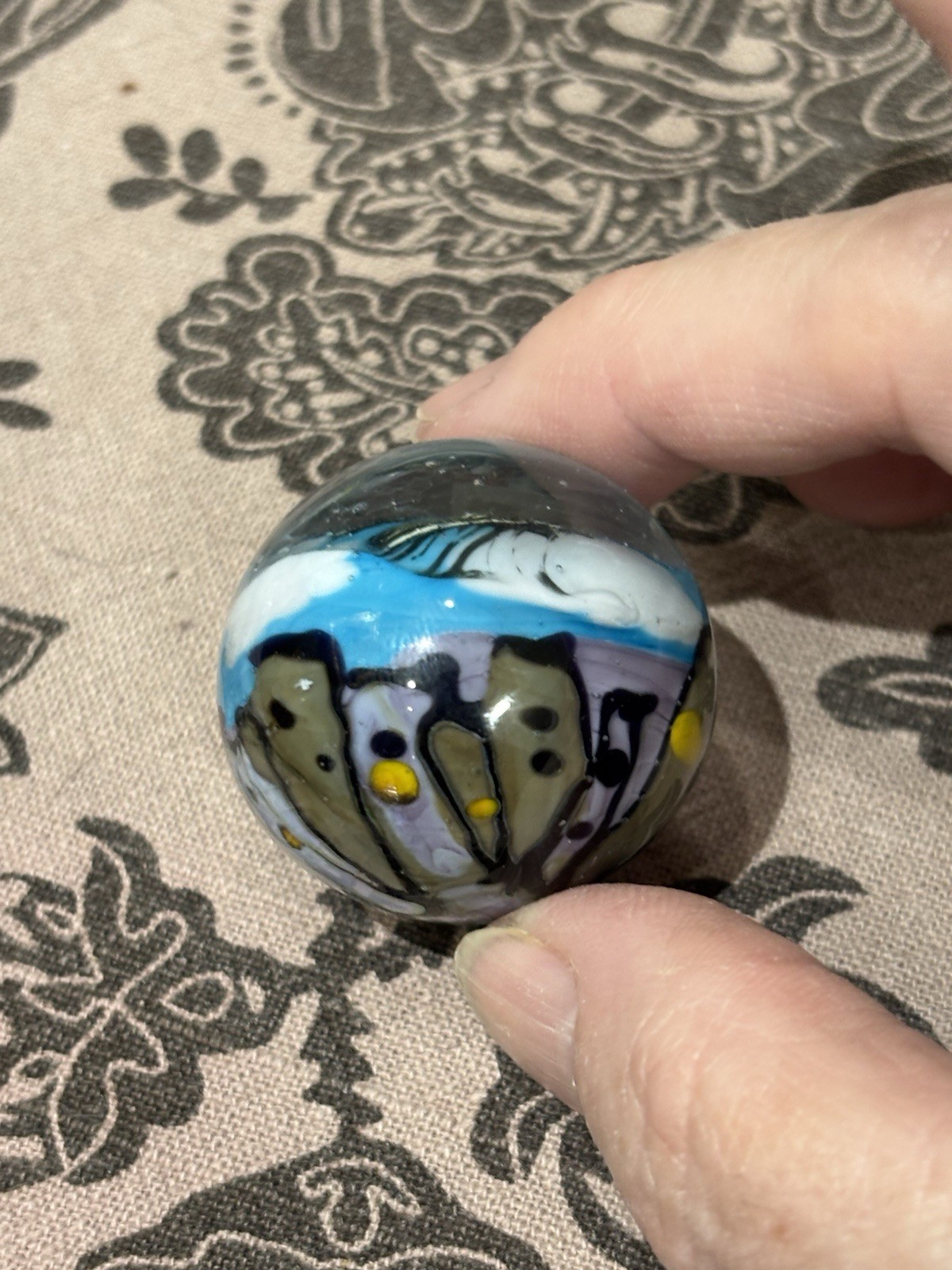 handmade glass marble Kansas City Hand Painted Enamel And Stringer