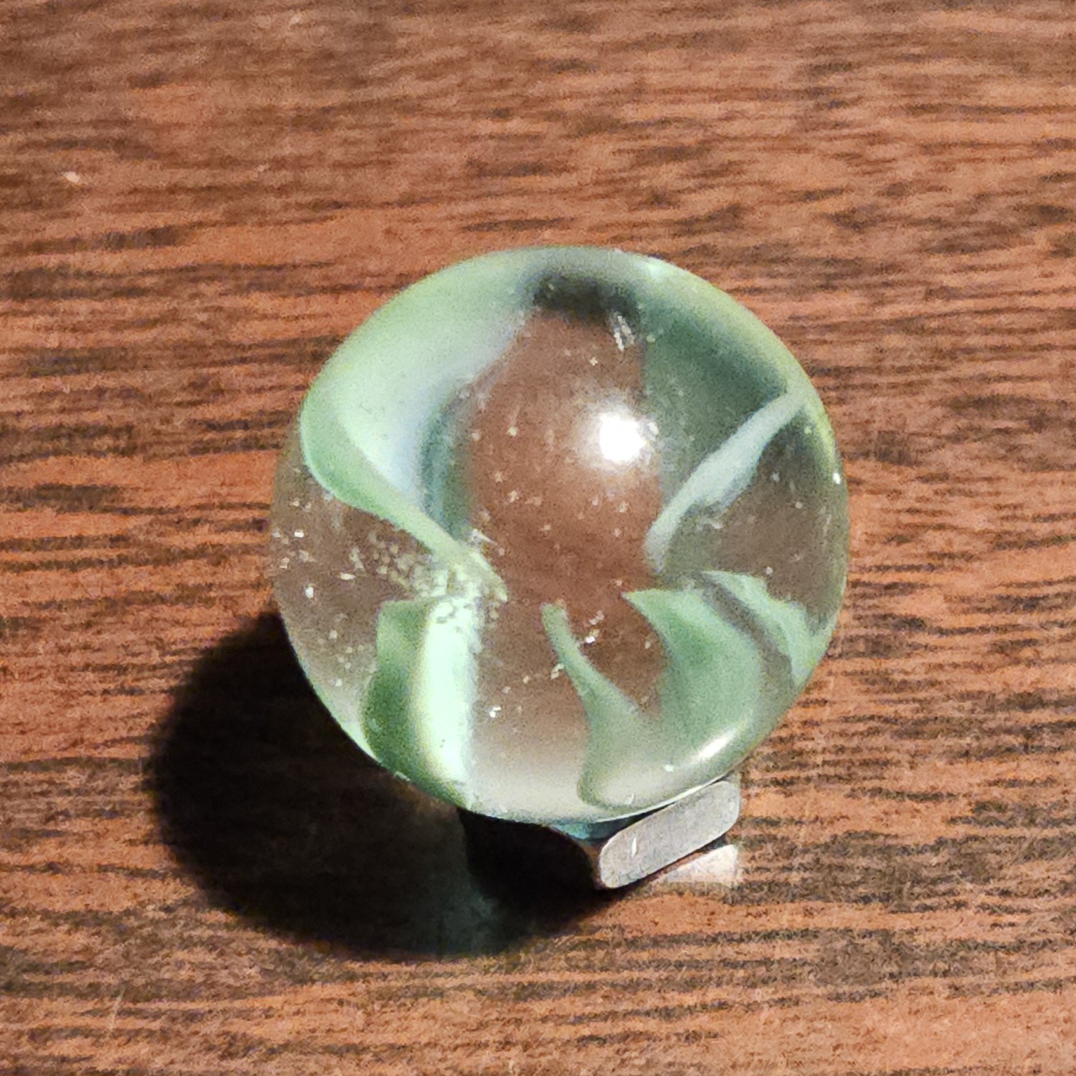 Vintage Vacor Green Spaghetti Ribbon .593″ Glass Marble
