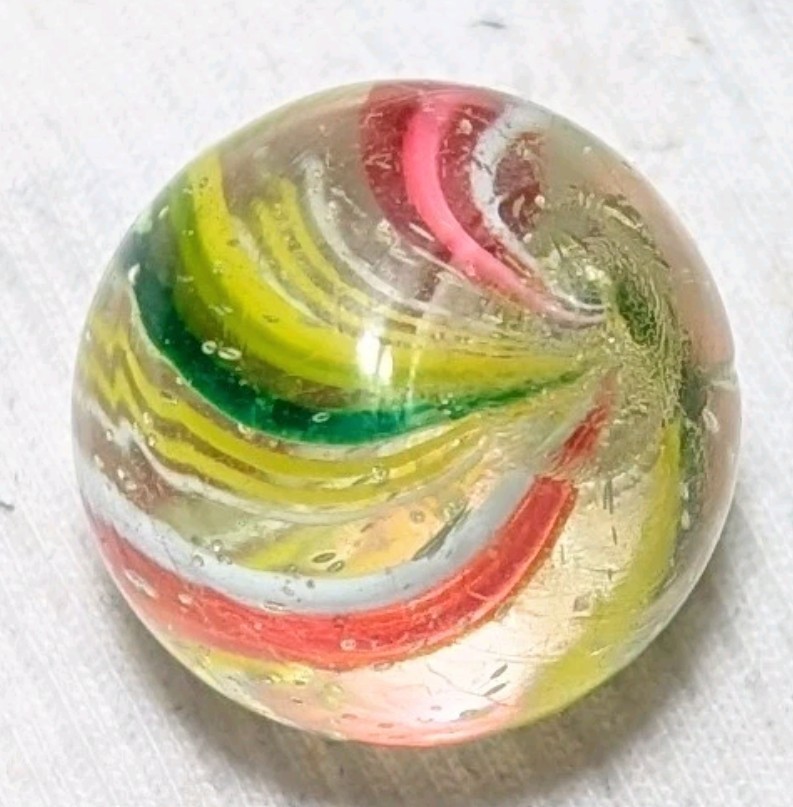 13/16″ Bi-Coloured Quad Divided Latticino Ribbon Core German Handmade Marbles MM
