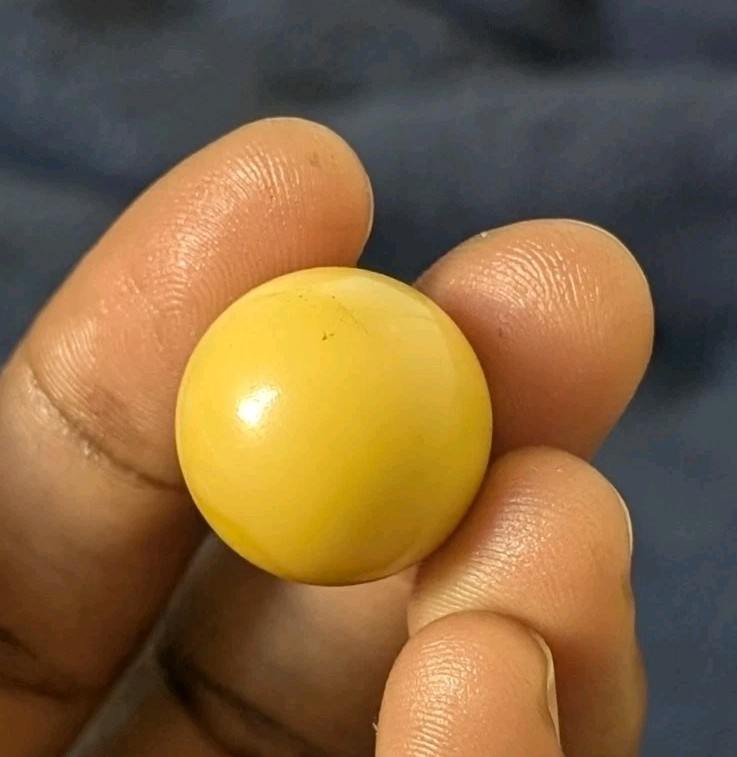 Cadmium Glass UV Reactive Pontil UNIQUE Yellow Swirl Opaque Handmade Marble .70