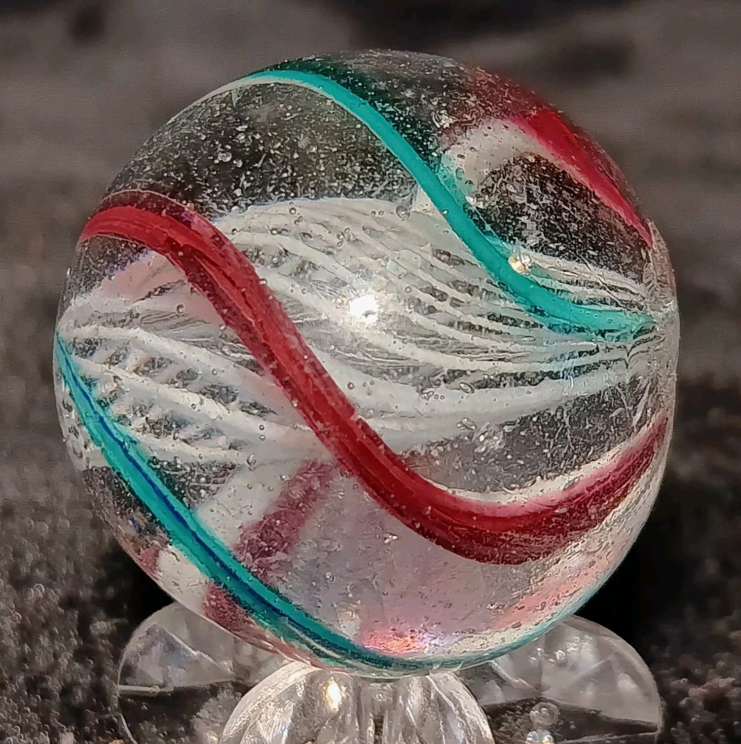 Antique German Latticinio Core Swirl Marble. 1.07″ Mint Condition.