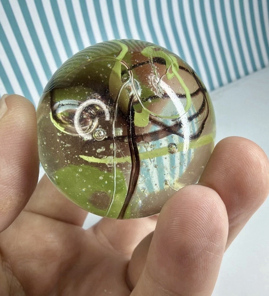Vacor Commando Wire Pull Slag Marble ~1.9″ Toe Breaker Huge Mint Glass Marbles