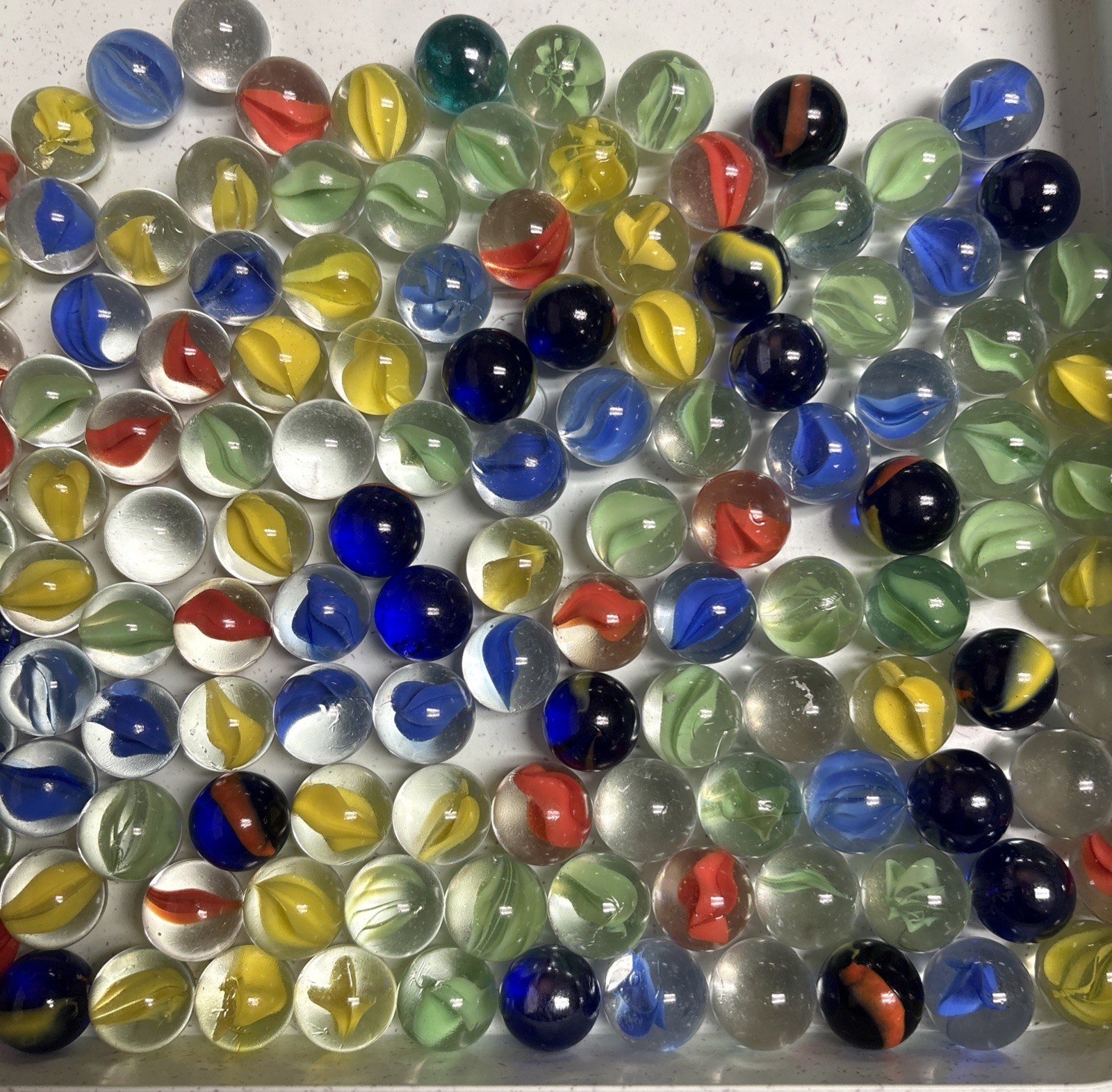Vintage Marbles Different Sizes And Designs In Jar 125 Total Estate Lot 4A