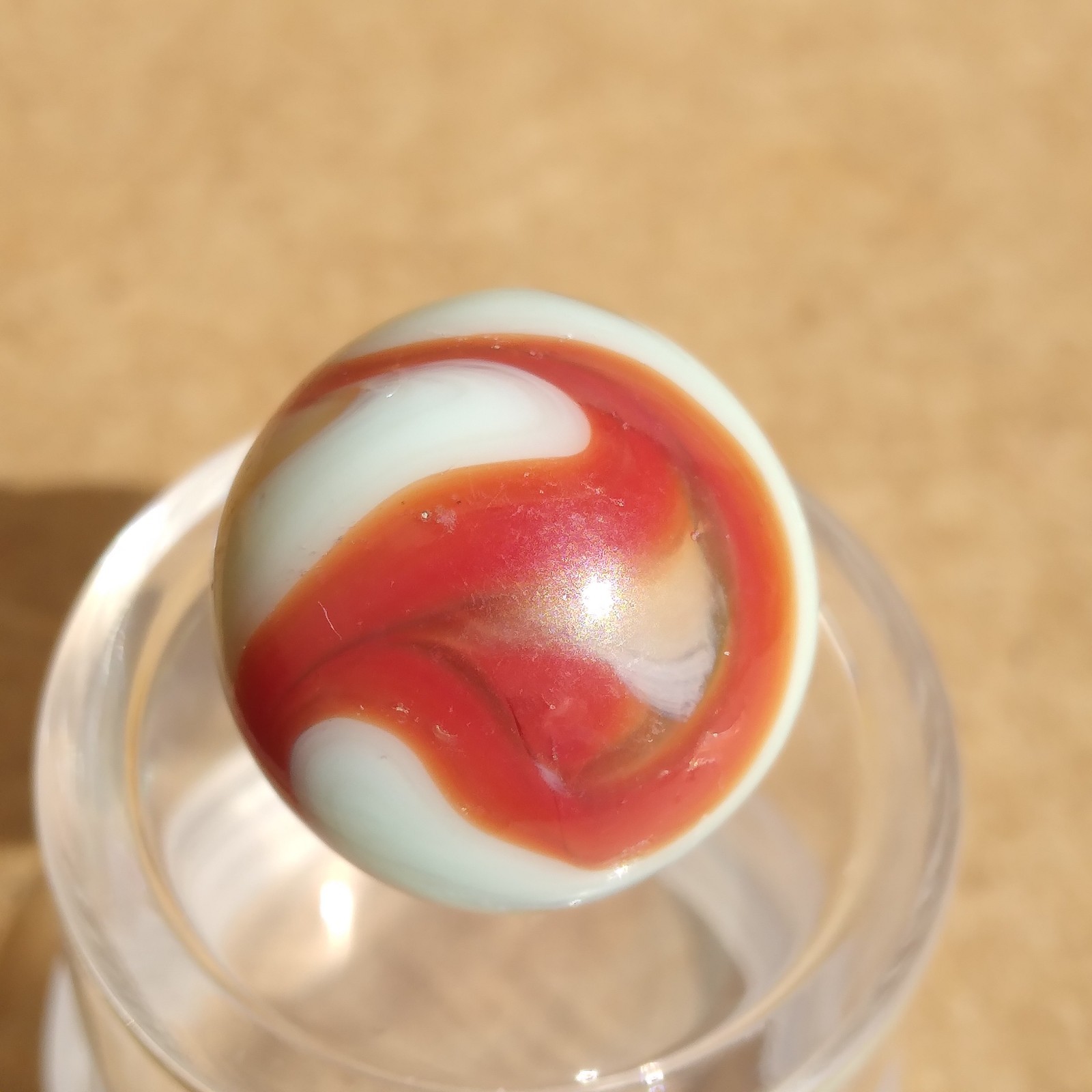 .63″ Vintage Swirl Marble- Red White- Alley Ravenswood Heaton