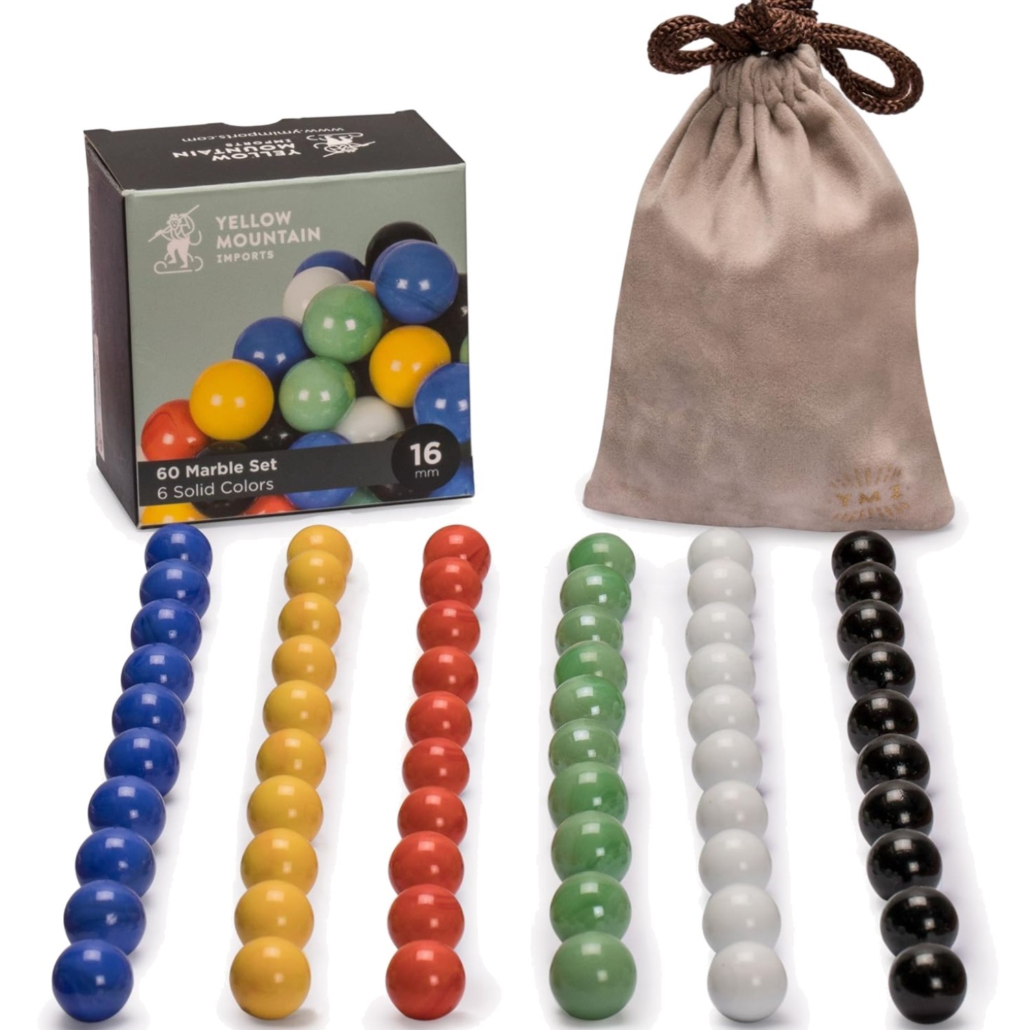60 Pieces Chinese Checkers Marbles Set with Solid Colors – 16 Millimeters