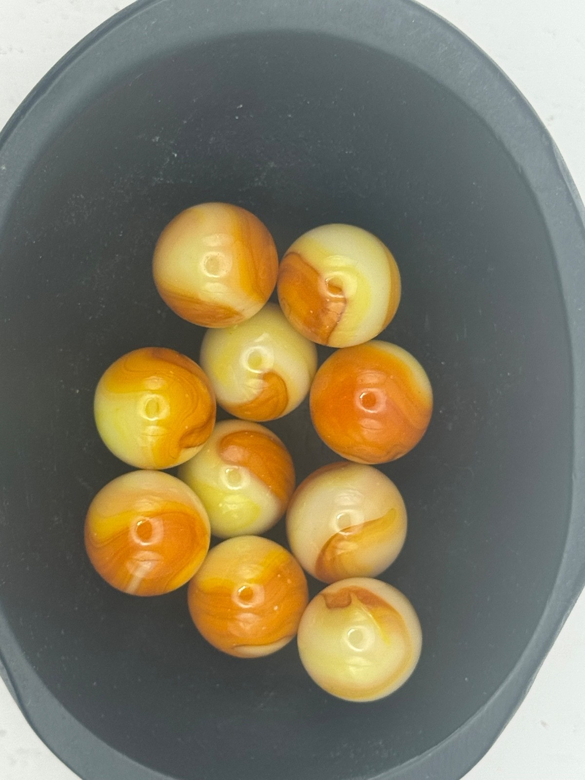 10x 5/8″ Jabo Classics Marbles Lot Orange, Cream UV Reactive
