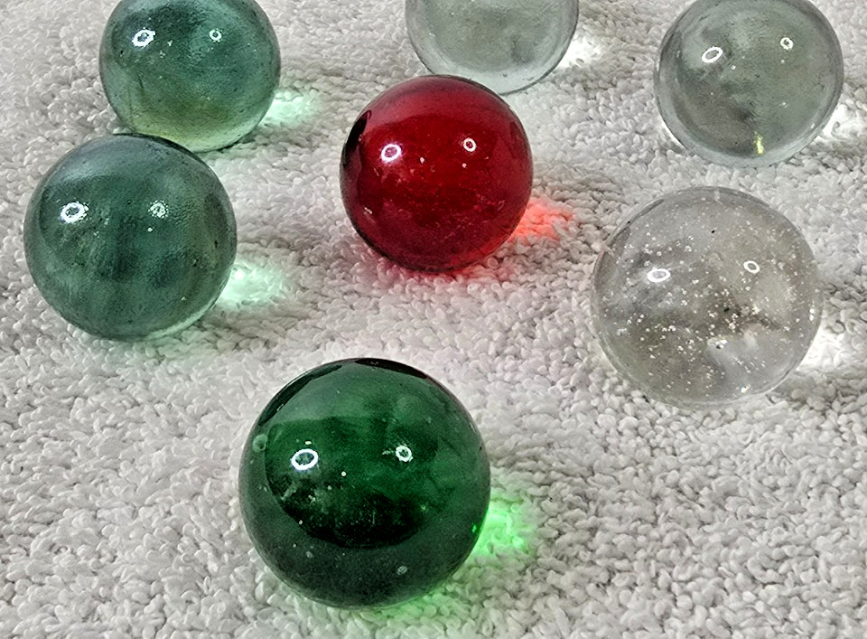 Vintage 1″ Translucent Glass Marble Lot 7 Pcs #2
