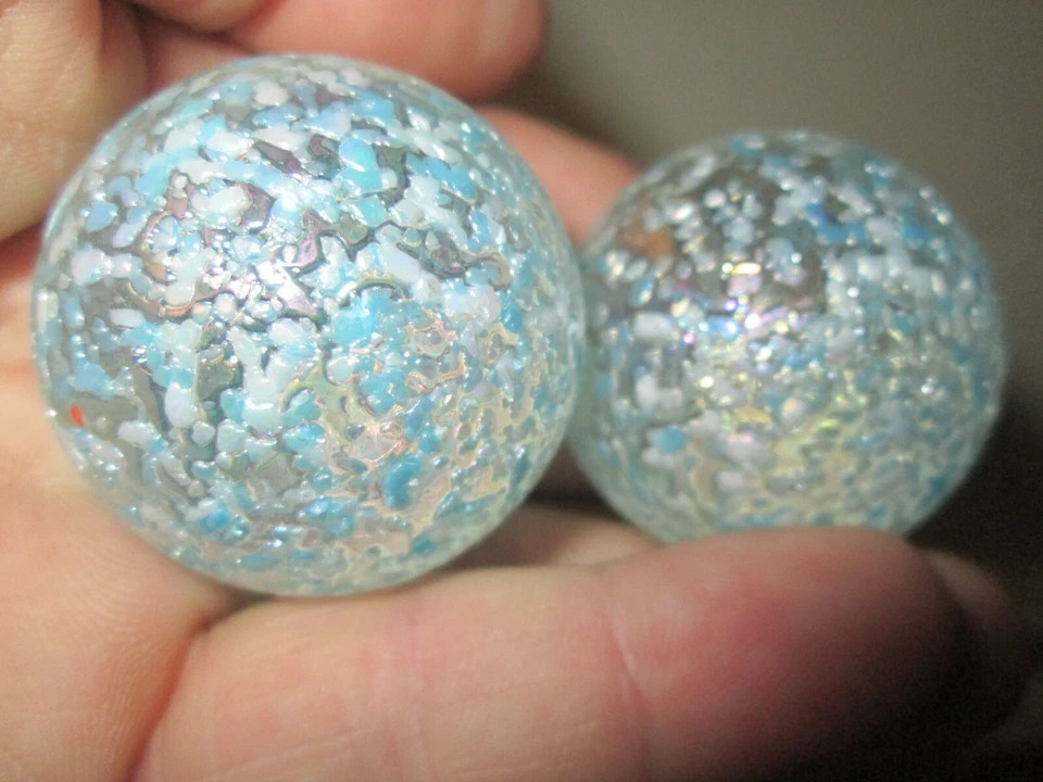 2 MAMMOTH 1 3/8 INCH 35MM SNOWFLAKE BY MEGA MARBLES