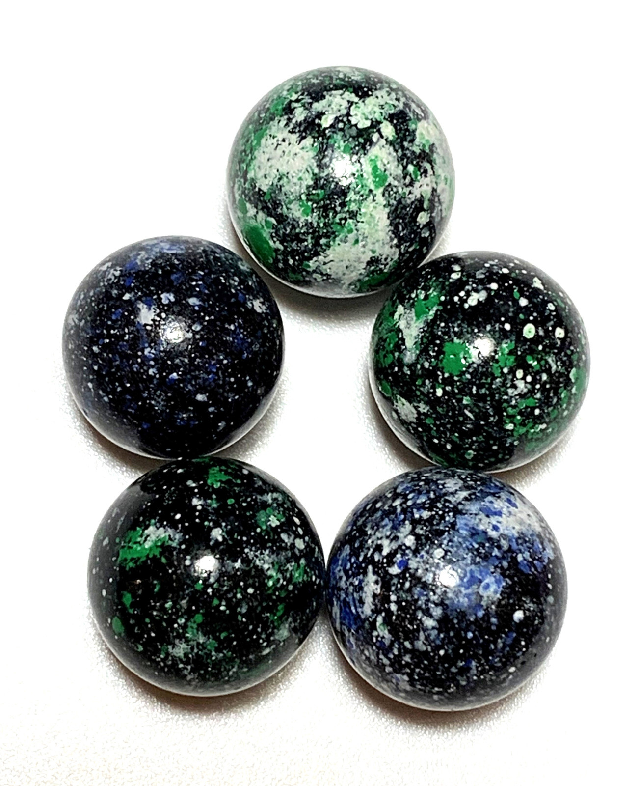 Pk 5 25mm Galaxy Glass Mega Marble Shooters Vacor Black wBlue White Green Specks