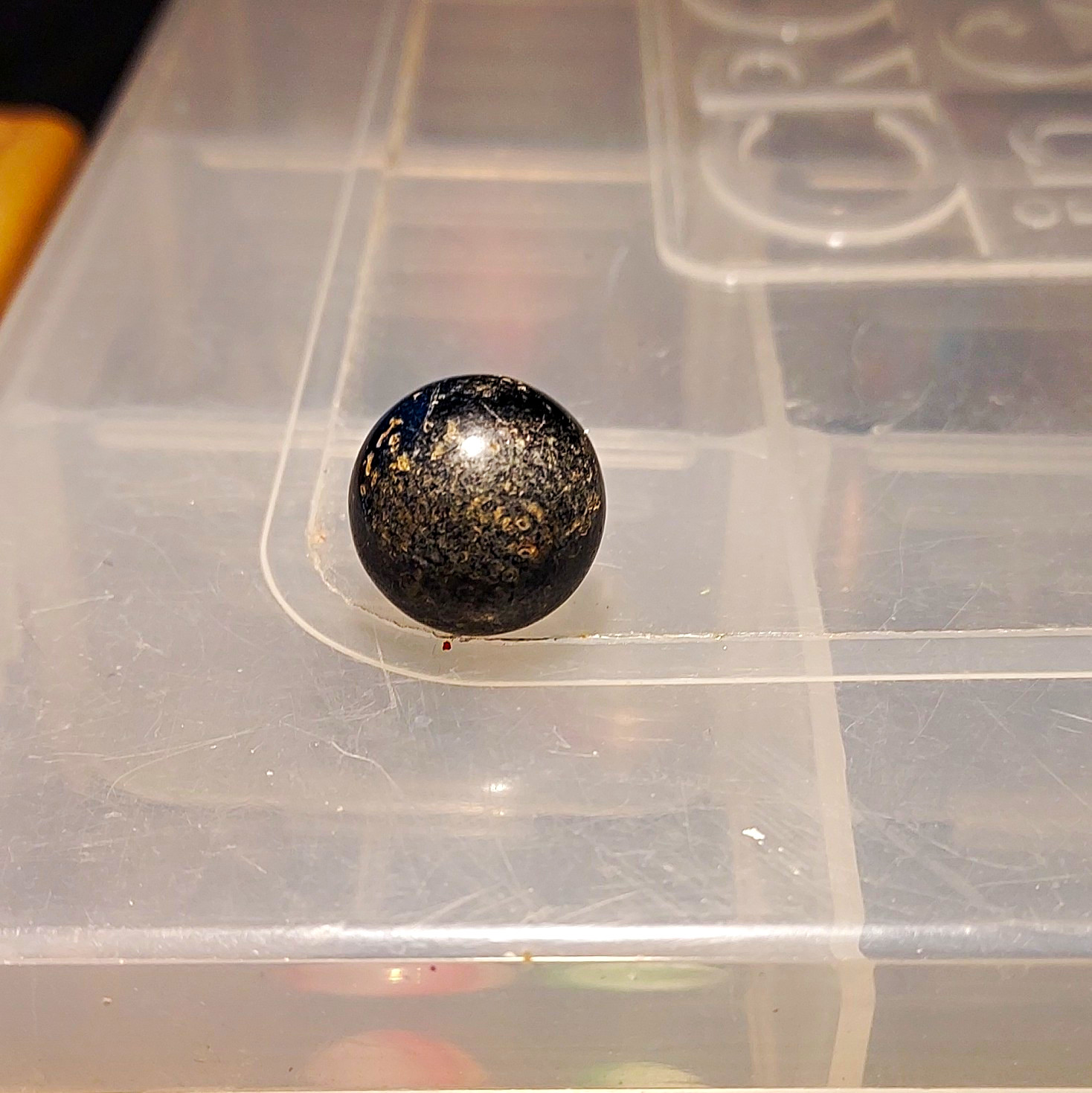 Black Glass Toy Marble – Gold Speckles, Single, Machine Made, Ages 4-11