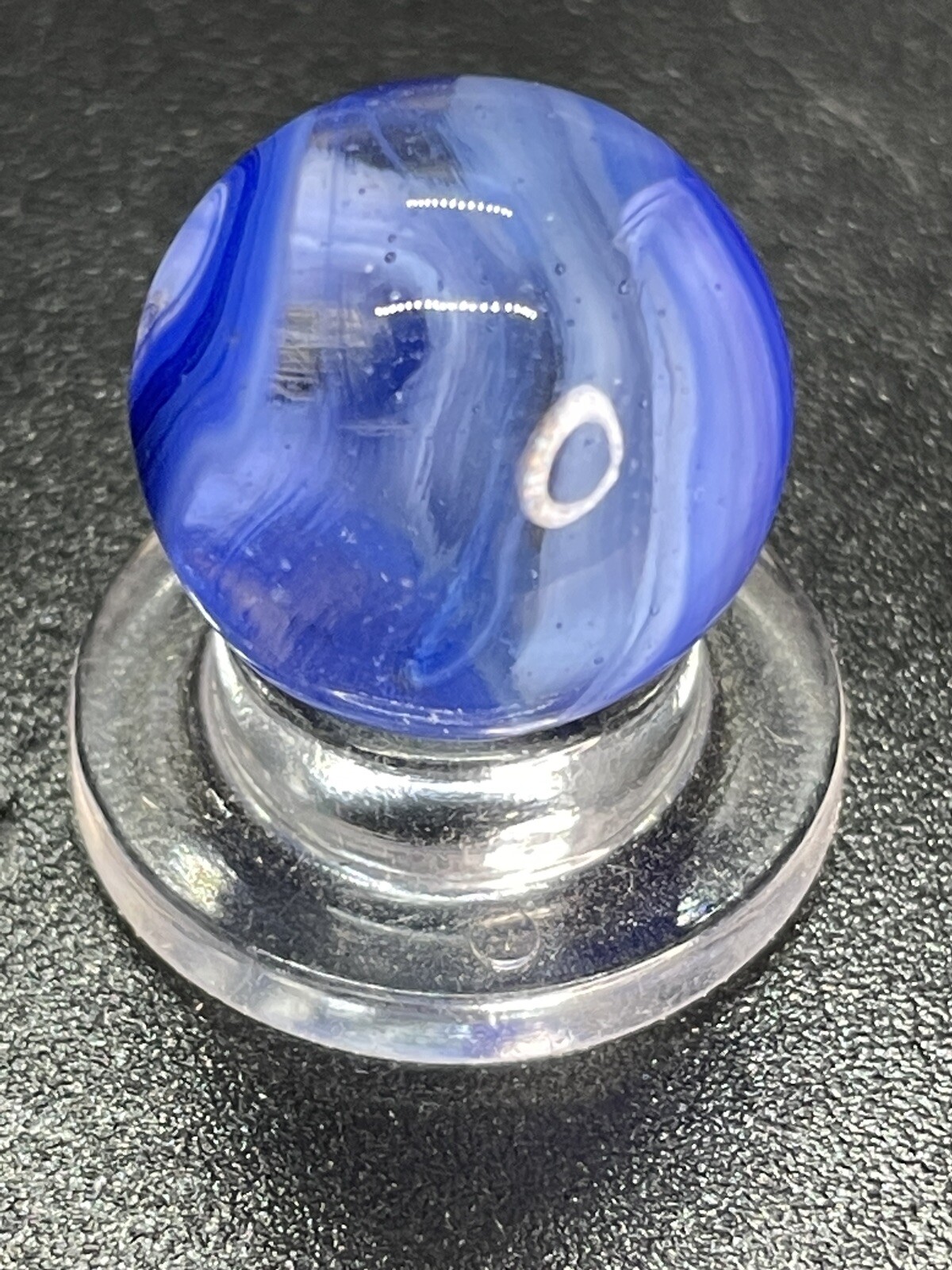 Blue Clear Base Snake Style Swirl Wirepull Alley Or Other Vintage Marbles 0.591”