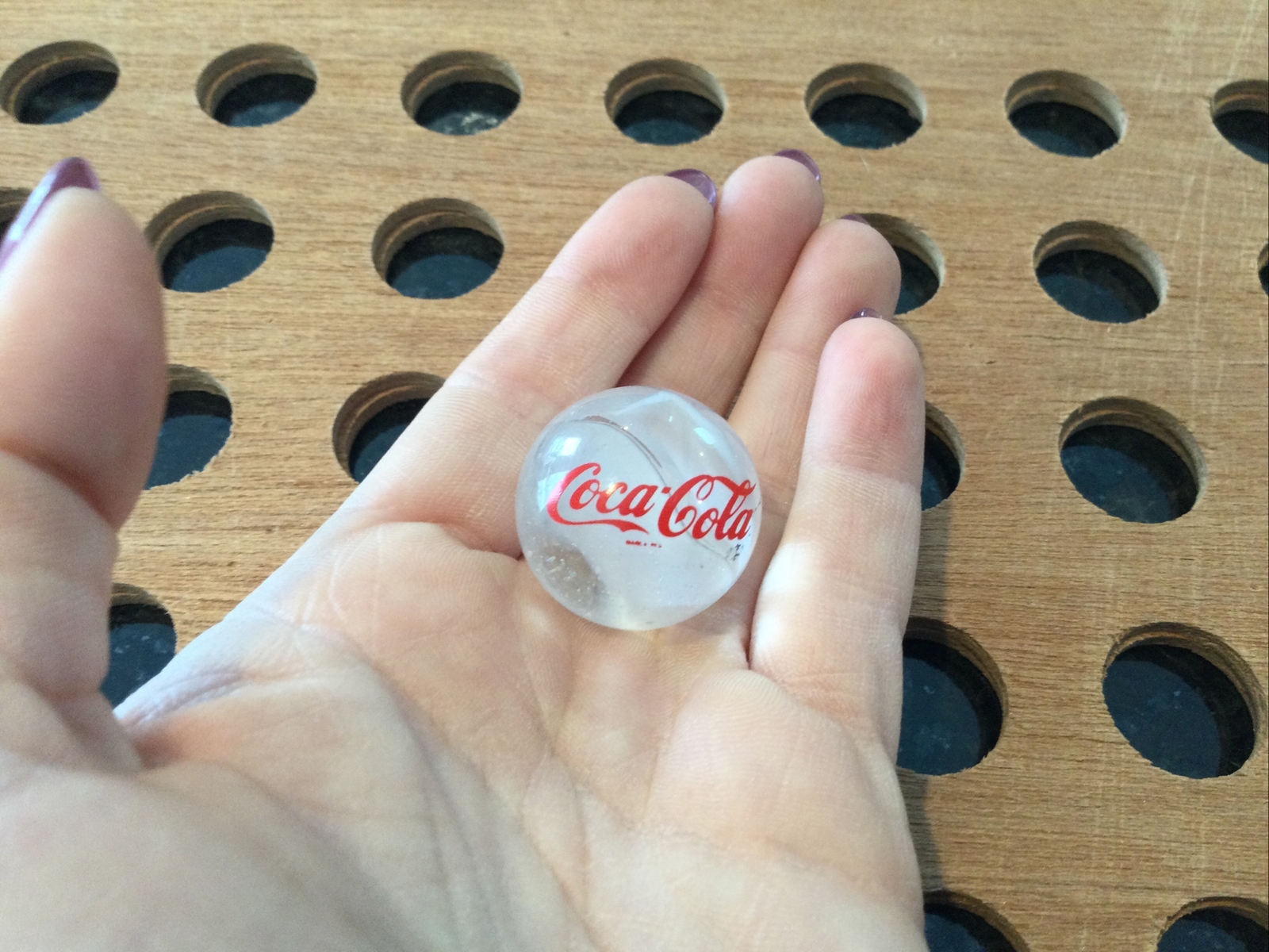 Vintage | Coca-Cola | Clear & White Swirl | Glass Marble | 1991
