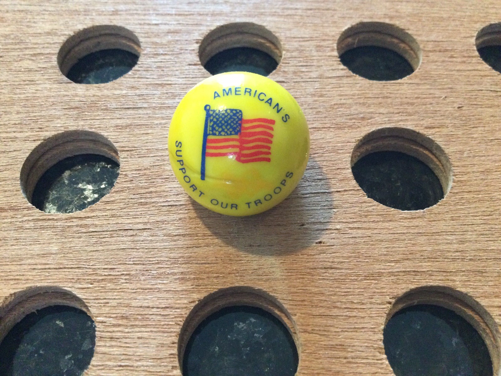 Vintage | “American’s Support Our Troops” | Red, White, & Blue on Yellow Marble