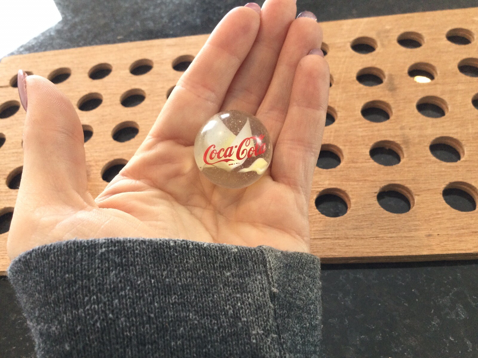 Vintage | Coca-Cola | Clear & Yellow | Glass Marble | 1991