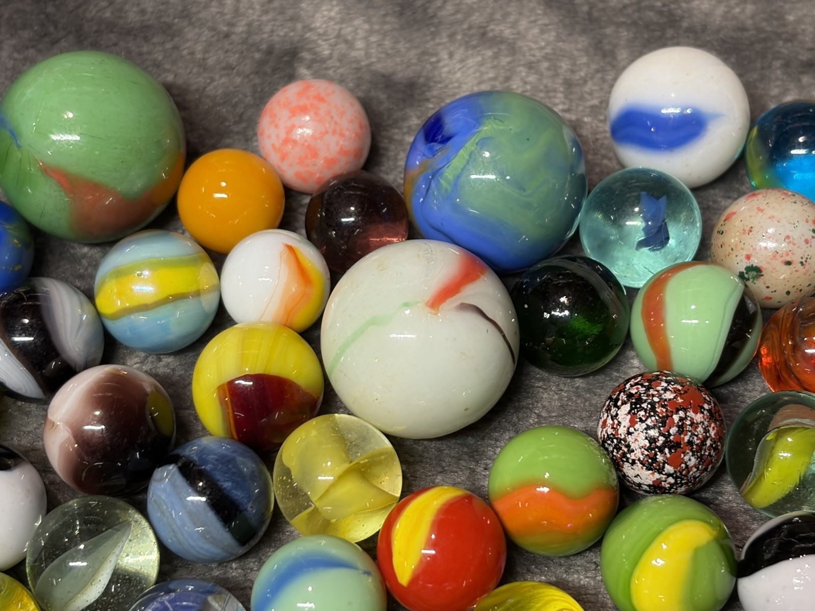 70 Vintage Marbles Akro Patches Swirls Cats Eye Speckled Standard Shooters More