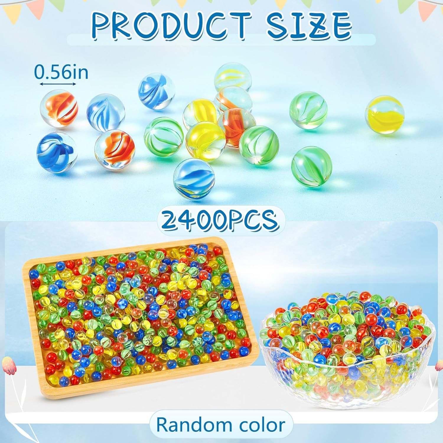 Bulk 2400 Pcs Durable Glass Marbles – Perfect for Games & Creative Projects