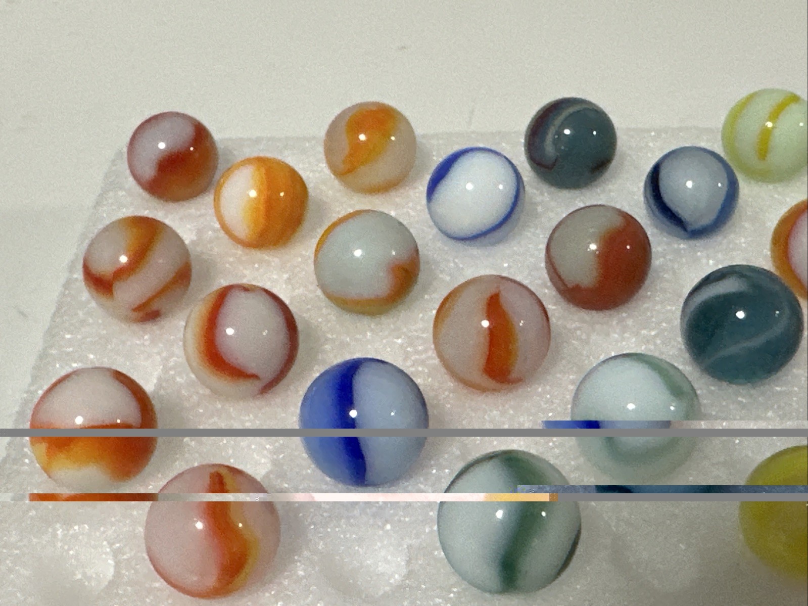 420 Lot Of 30 Vintage Peltier Rainbo Marbles!