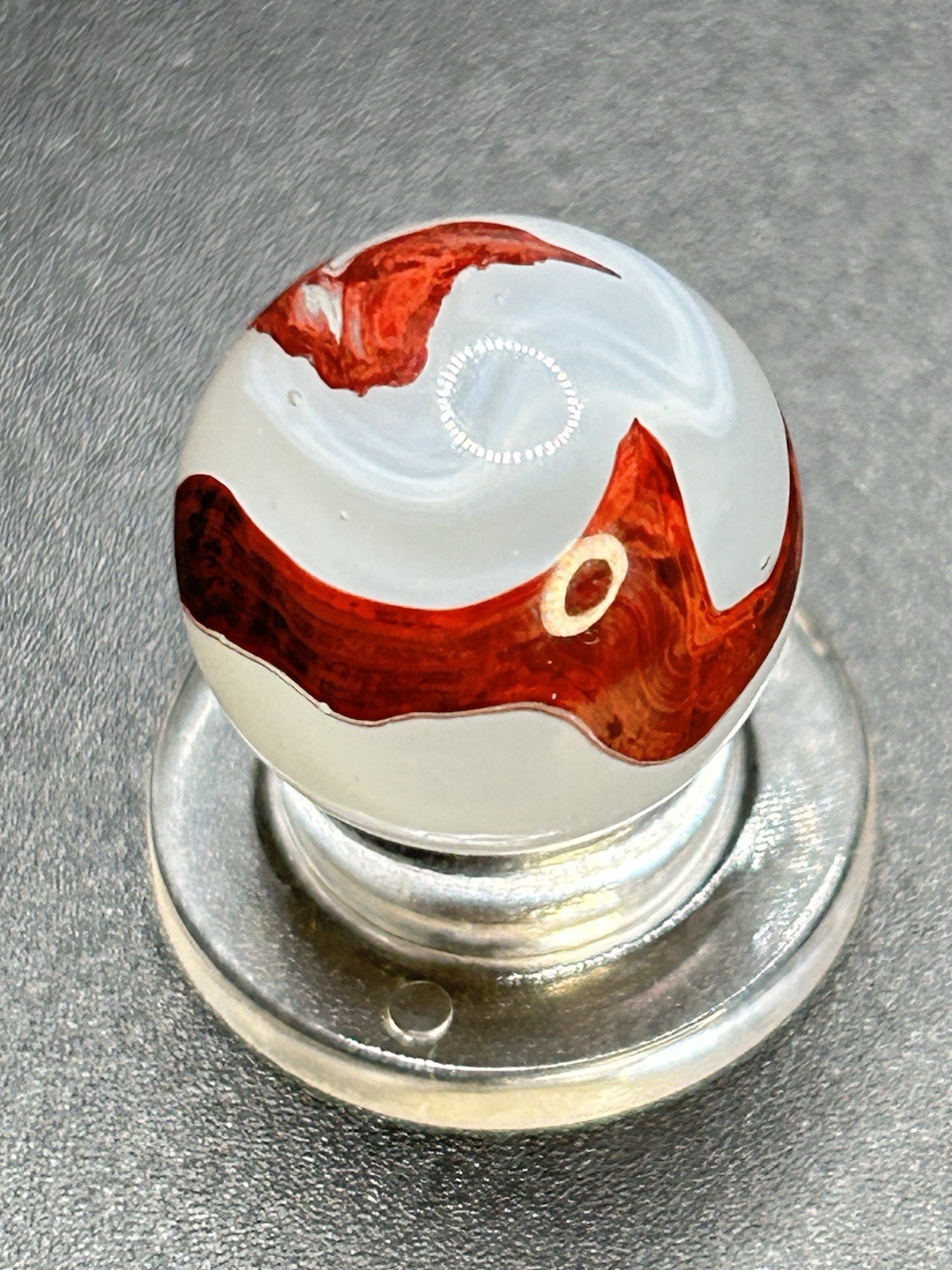 Vintage Akro Agate Silver Oxblood Marble Thick Oxblood Pattern 0.629”