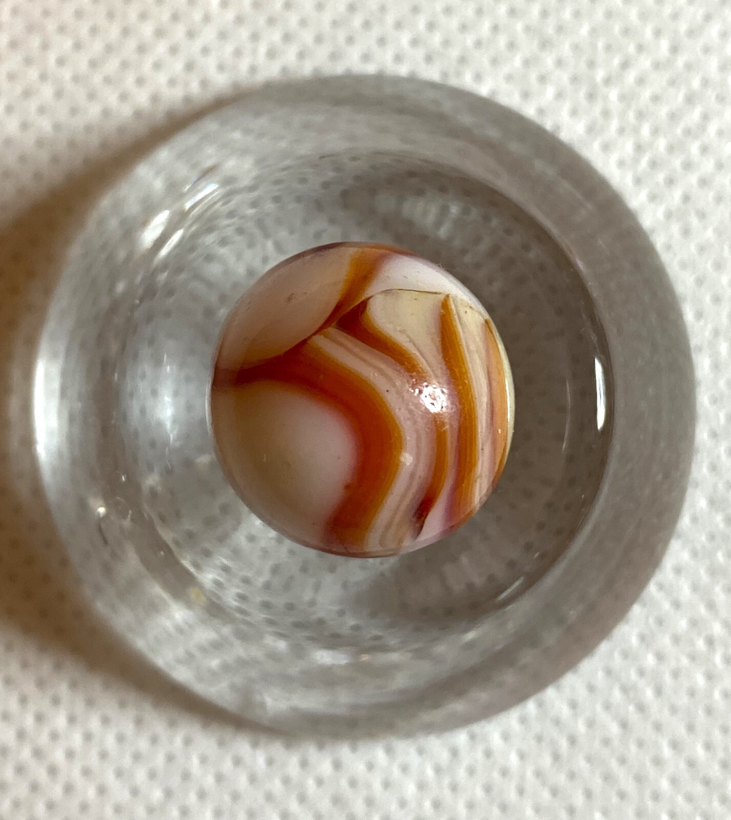 DUG CUT LINE ! CAC OR CHAMPION 0.63 AGATE ORANGE SWIRL FLAMES NM MD19