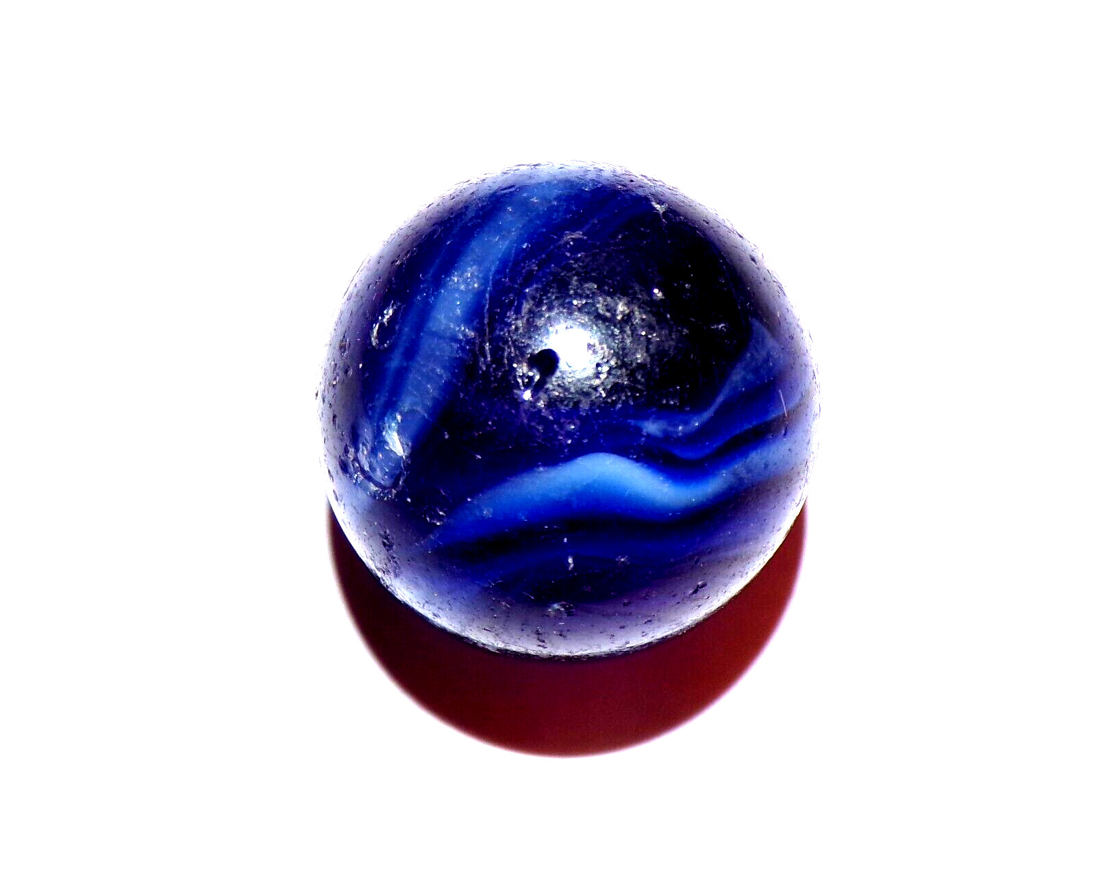 Vintage Translucent Blue Swirl or Slag Marble – .90″ – Unknown Maker