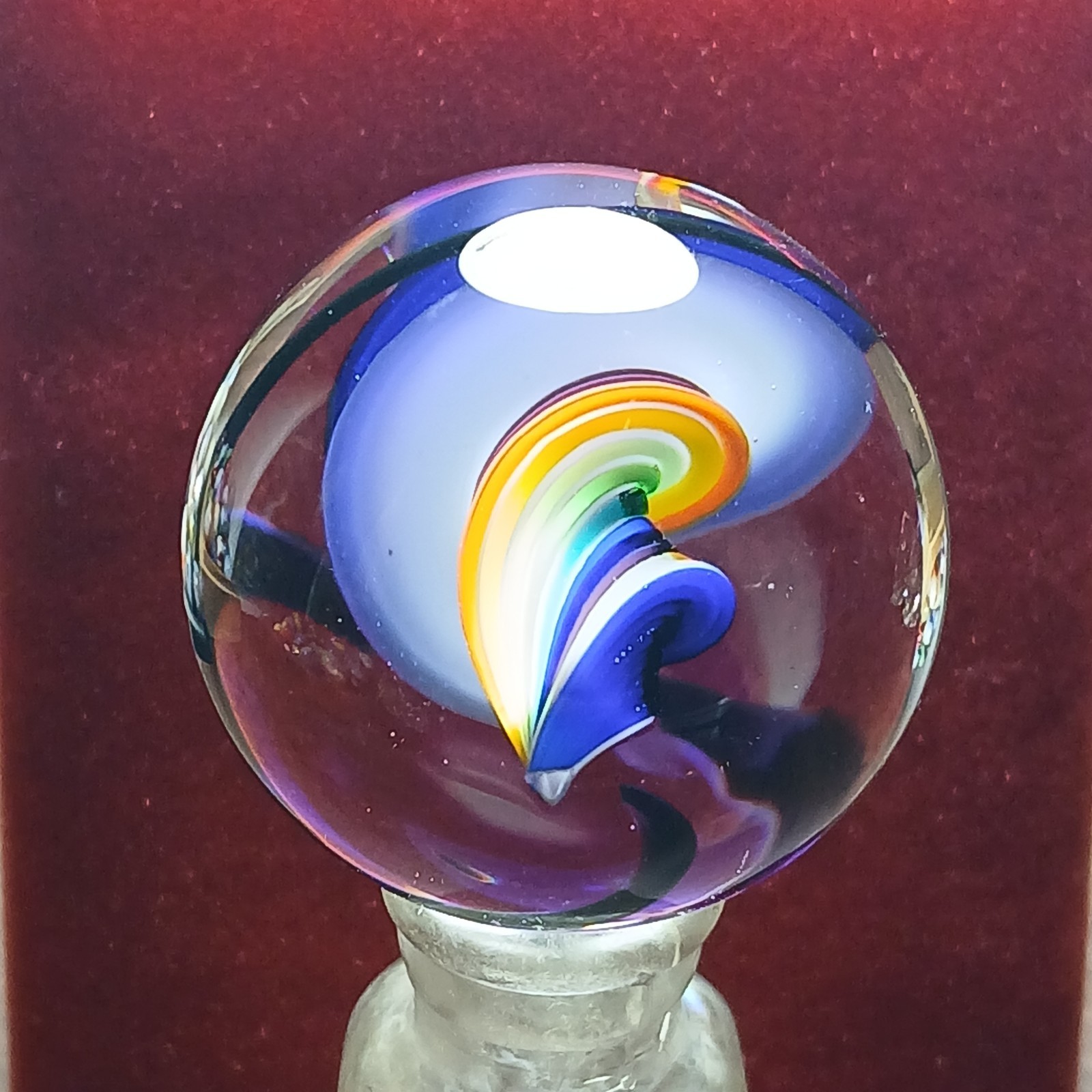 Mint *1 3/8″* Rainbow Multi Color Contemporary Swirl Marble! Fantastic. C Pics