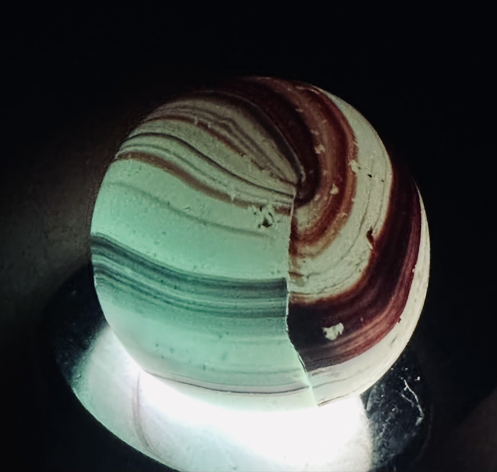 German Transitional Furnace Marble~17mm Chalcedony Agate Imitation UV c1880-1910