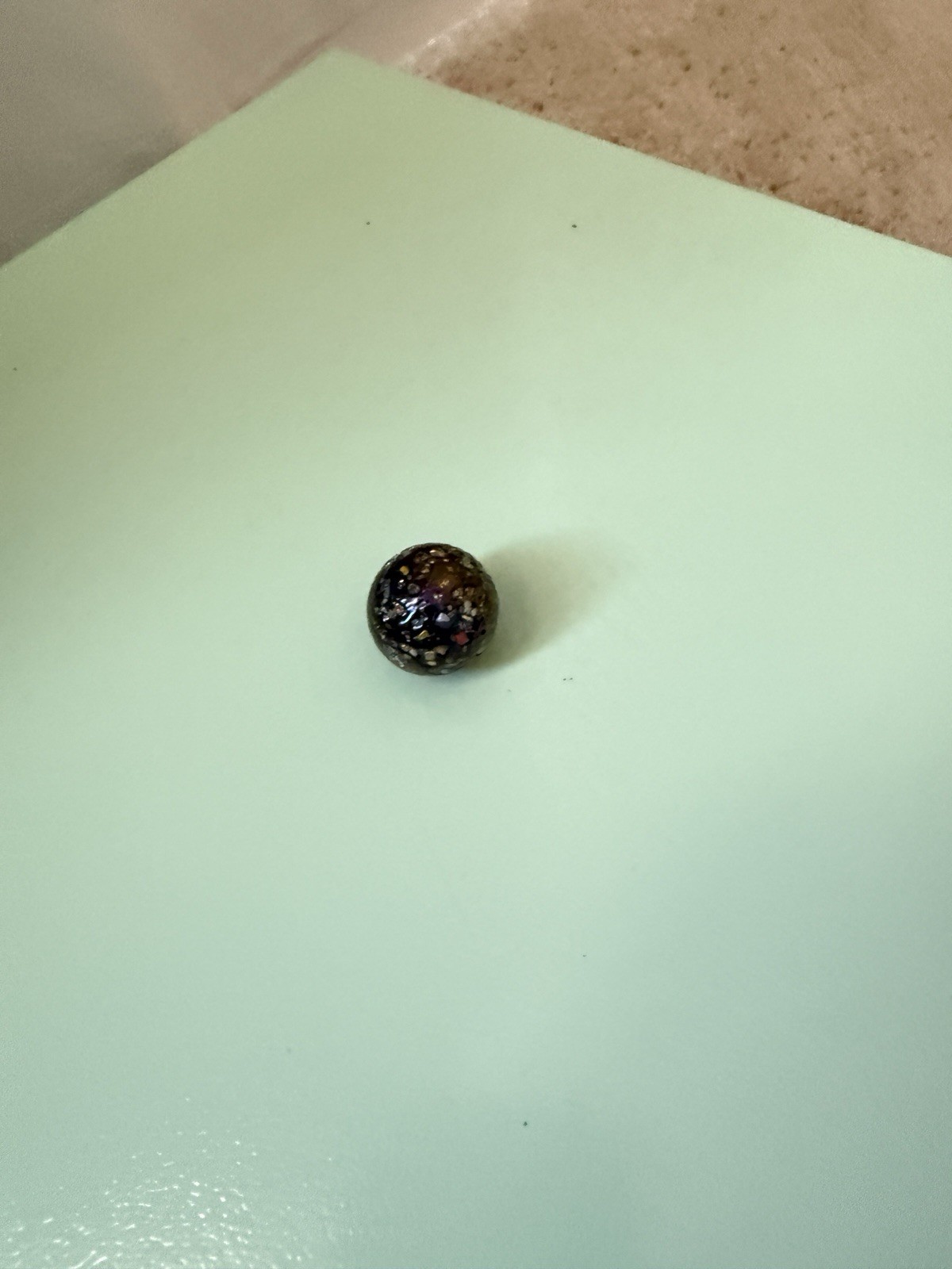 Glitterbomb Glass Marble blue and yellow specks 1 inch round