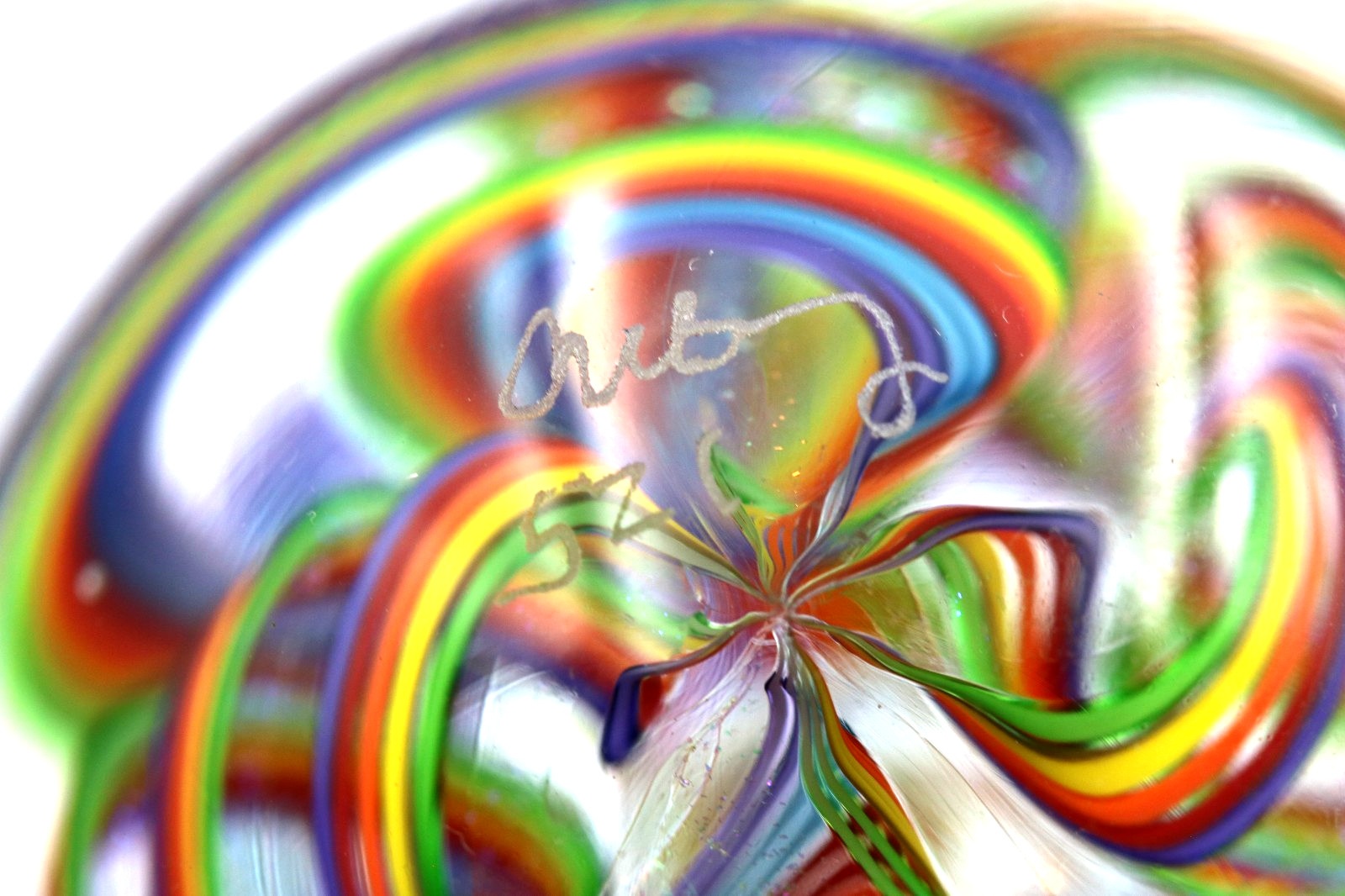 AWESOME Dichroic Cane JAMES ALLOWAY Art Glass Paperweight QUADMANIA Marble 2.6″
