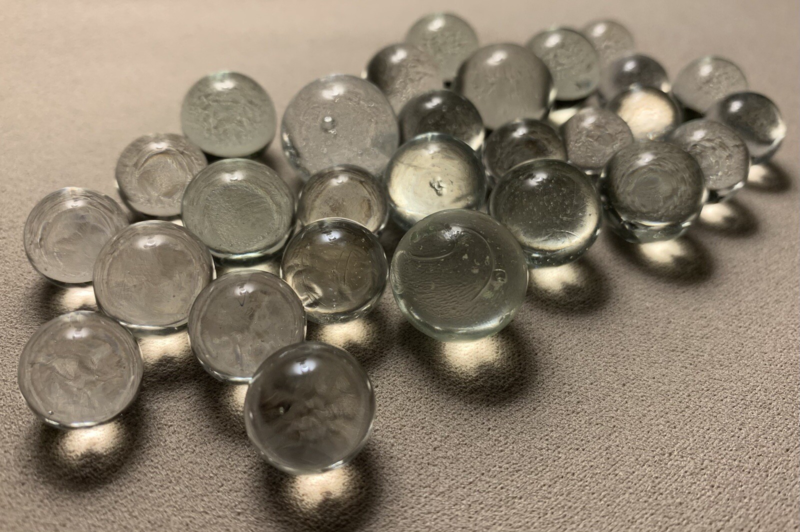 Vtg Clear Ice Glass Toy Marble 28pc Job Lot With Bubbles 0.529” 0.620” 0.761”