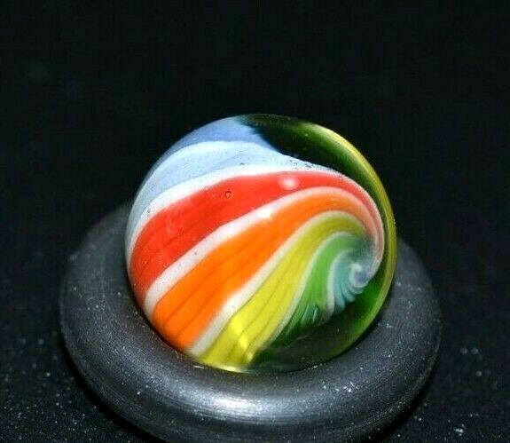 BRYAN TRILLAS GLASS MARBLE/.428″ PEEWEE-TRANS. RAINBOW CORKSCREW BLACKLIGHT-FAST