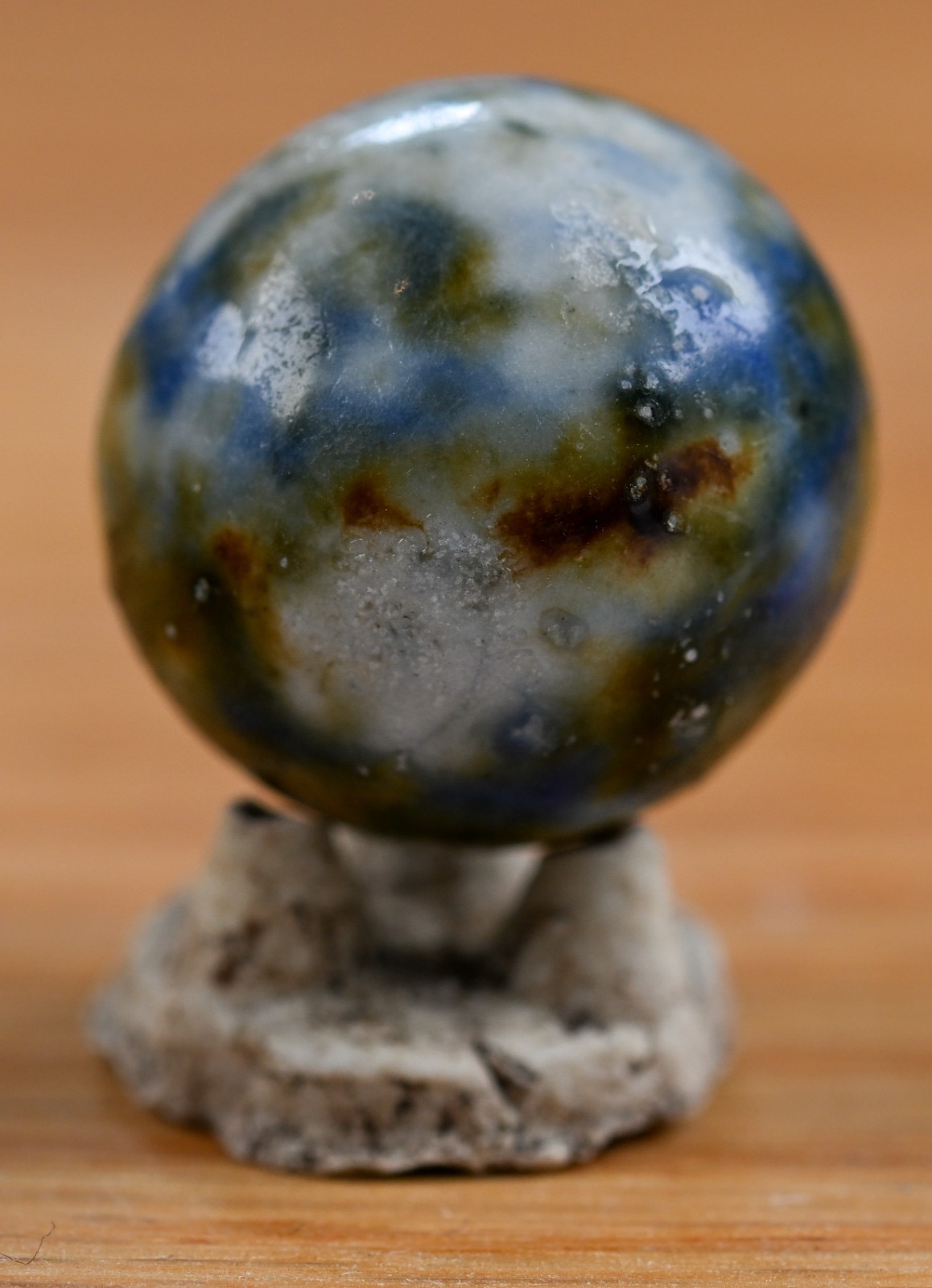 Fancy Handmade Bennington Marble & Old German Firing Stand, 0.85 inch Mint S1710