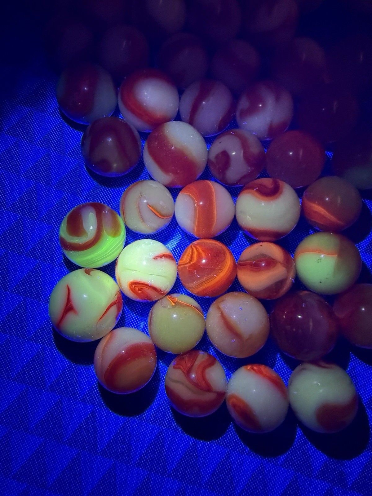 Huge VTG. Akro Agate, Peltier, Oxblood ?,Rainbow, Ravenswood,Glass Marble Of 64