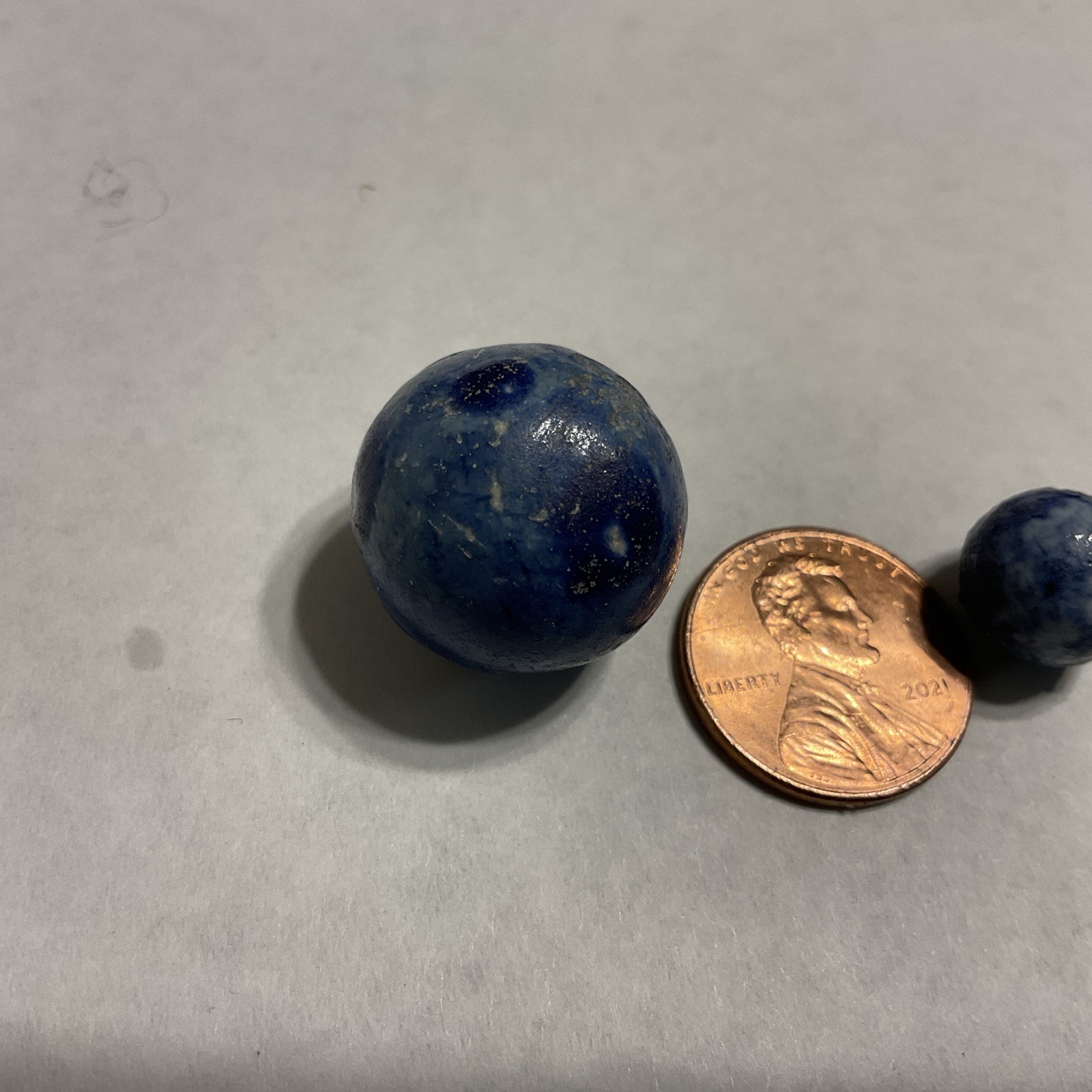 2 Antique Blue Marble Diameter 13/16” & 1/2”
