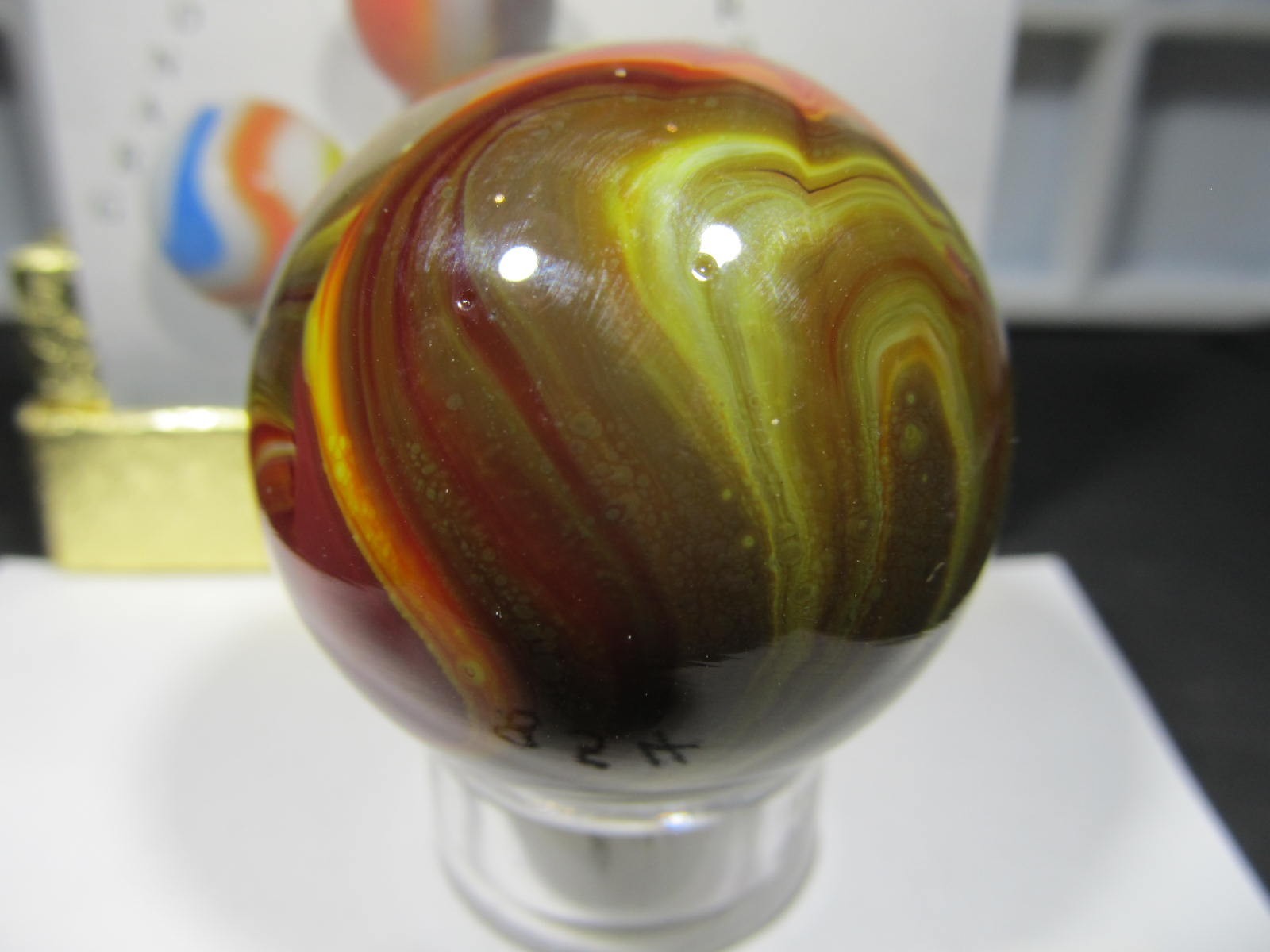 ABSOLUTELY ONE OF KIND SAM HOGUE INDIAN BLANKET MARBLE-1/ 5/8″ MINT