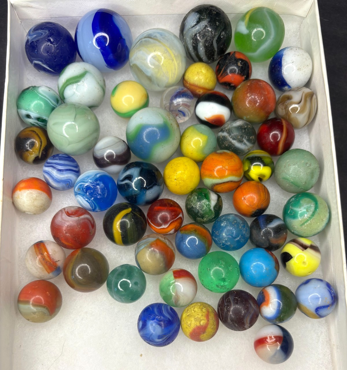 Vintage Marbles Low Grade Lot of 54 Akro Peltier? w/Shooters Some Rare