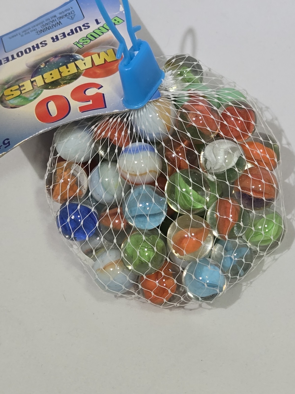 New Imperial Toy Marbles 50 Pack w/ Super Shooter Glass Marbles Mesh Bag 16729