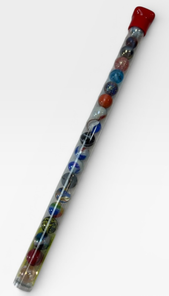 Moon Marble Company Tube of 20 Multicolored Marbles Lot Different Sizes