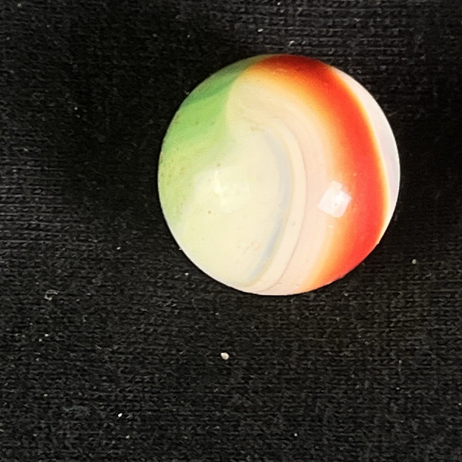 Vintage Akro Agate Peltier Art Swirl Glass Marble .63” Green White Orange