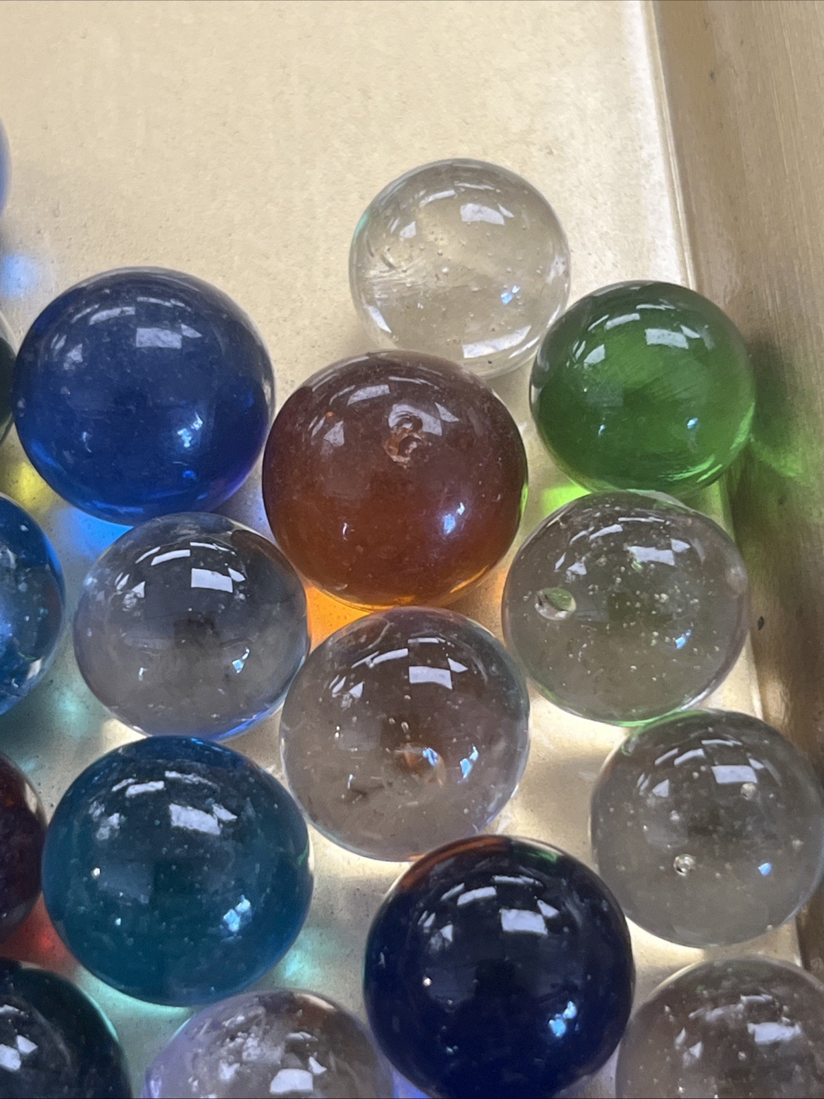 Lot Of 80 Clear Multi Colored Marbles