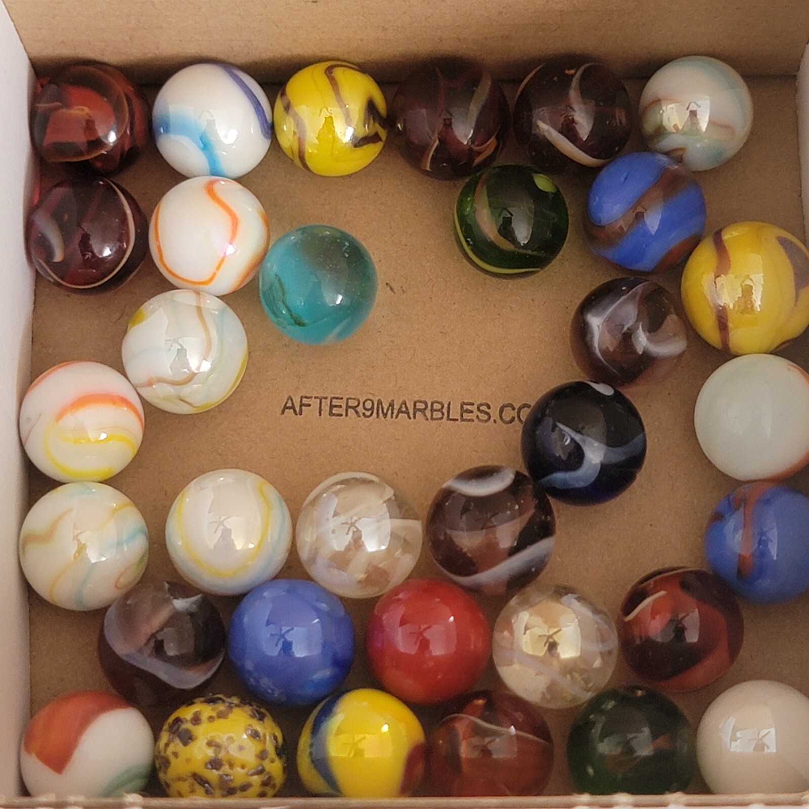 Glass Marbles in Flower Pot lot #6393 Marbles Have Imperfections See Photos