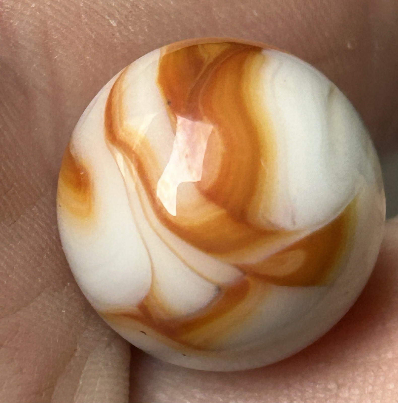 Vintage Alley Agate Or Heaton 0.64” Copper Ribbon Swirl Marble NM!