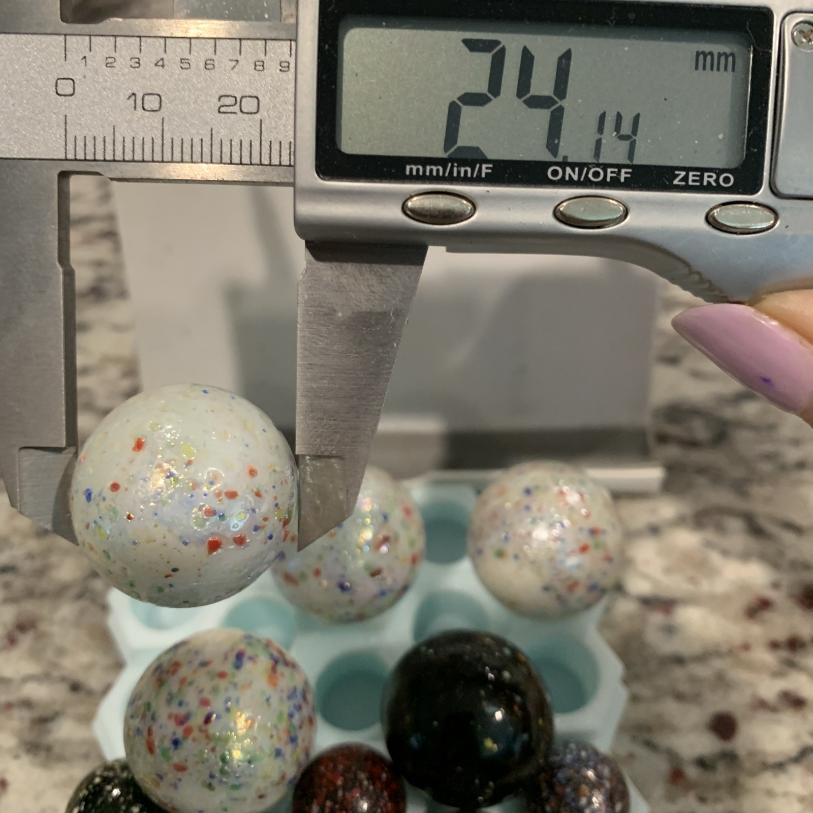 Vacor Mega Marble Galaxy Spattered Speckled Marbles Shooters+8 Multi Color Lot