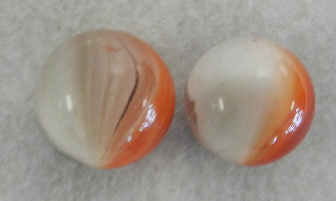 #21111m Vintage Pair of Cull Master Marble Tiger Eye Marbles .65 and .69 Inches
