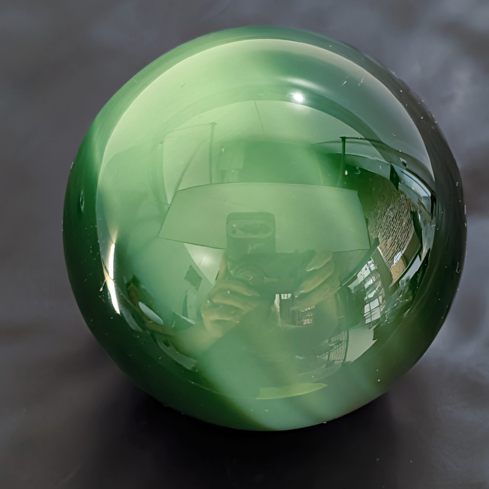 Natural Green Chrysoberyl Cats Eye Art Marble Sphere Gemstone Orb Sz:1.58″